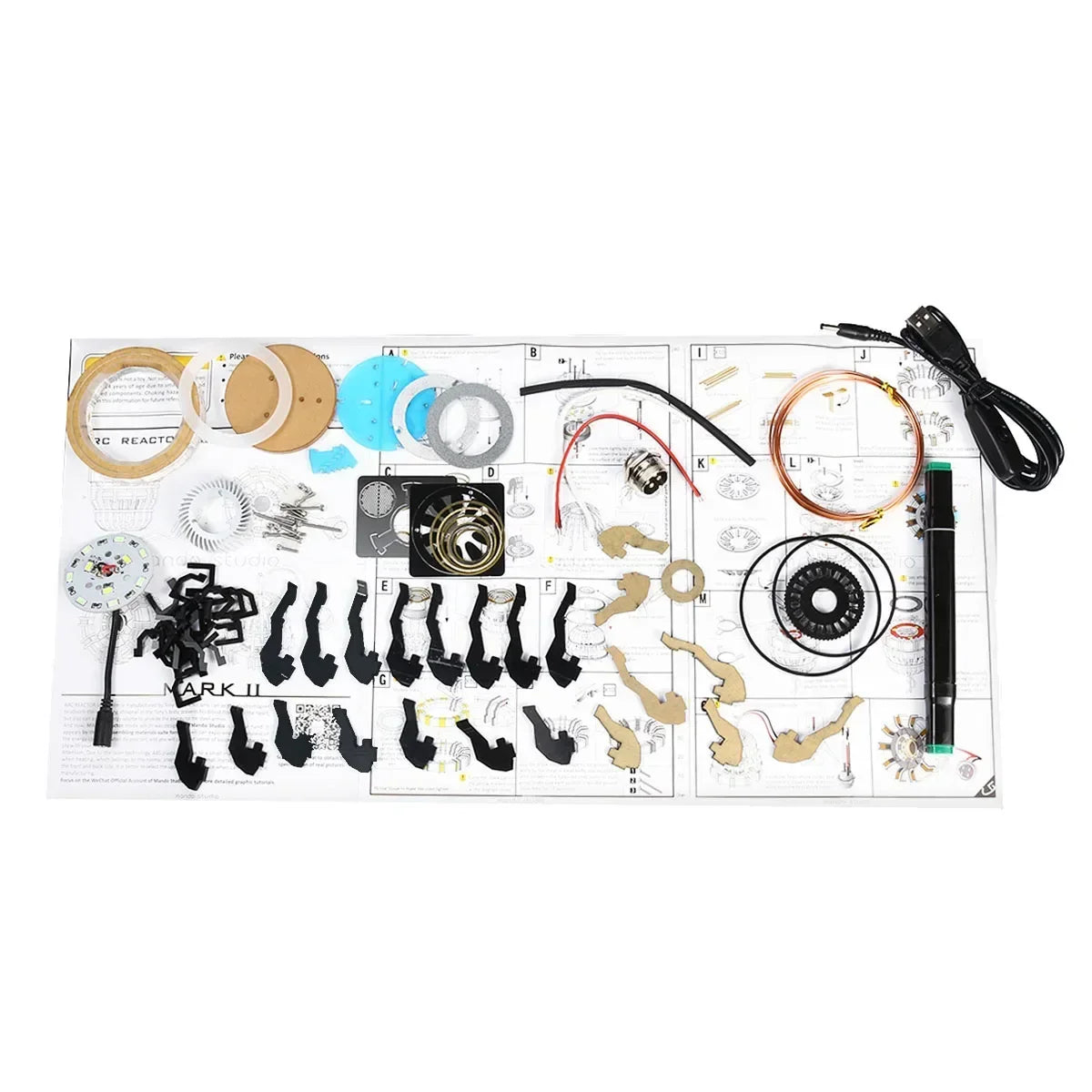 Aluminum Alloy Arc Reactor DIY Model Decorative MK1 MK2 Led Light Mark Chest Tony Heart Lamp Light Model Science Discovery - Top View