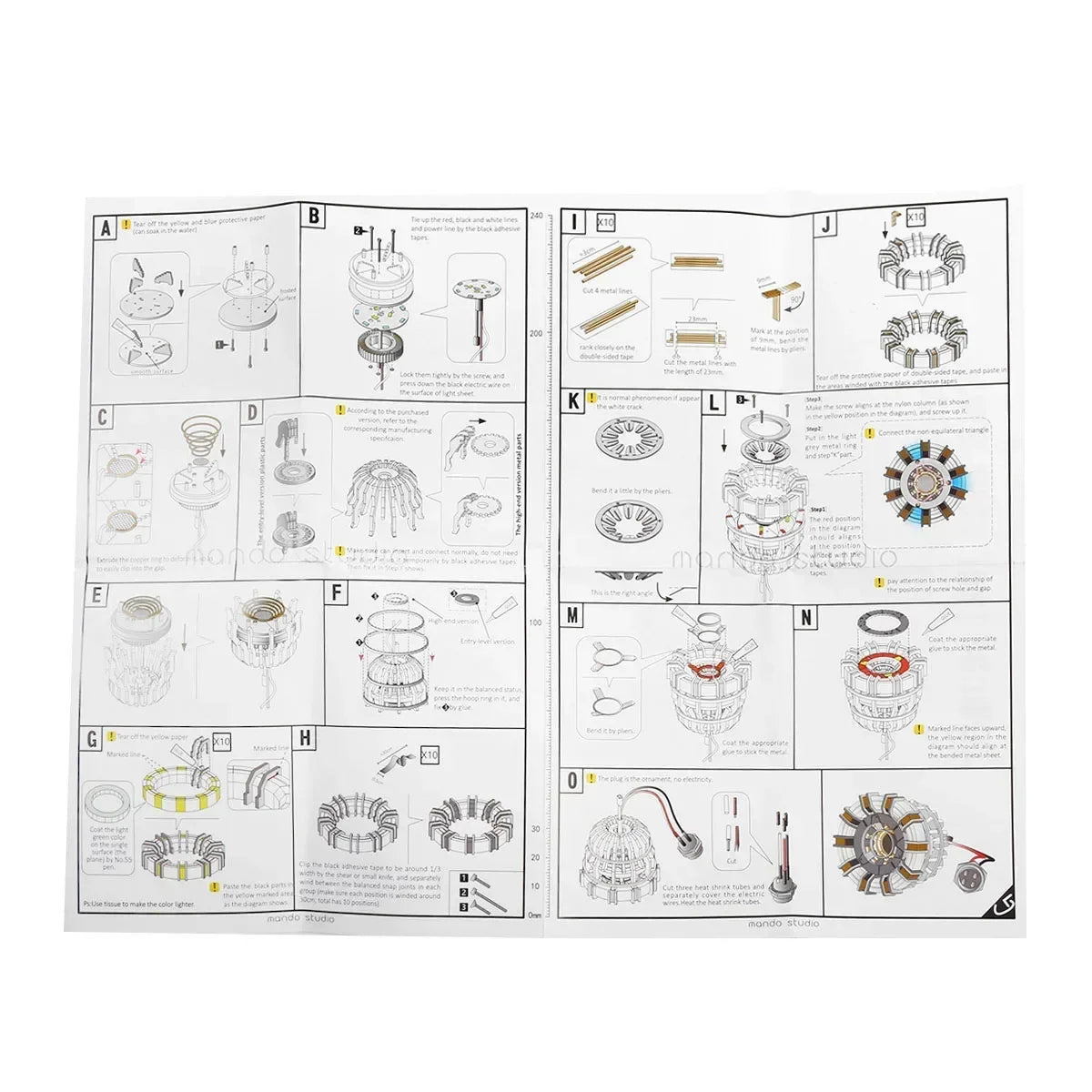 Aluminum Alloy Arc Reactor DIY Model Decorative MK1 MK2 Led Light Mark Chest Tony Heart Lamp Light Model Science Discovery - Back View